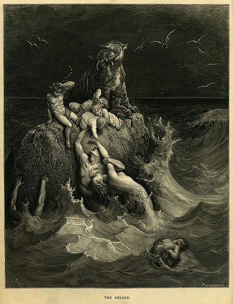 Potop Gustave_Doré_-_The_Holy_Bible_-_Plate_I,_The_Deluge