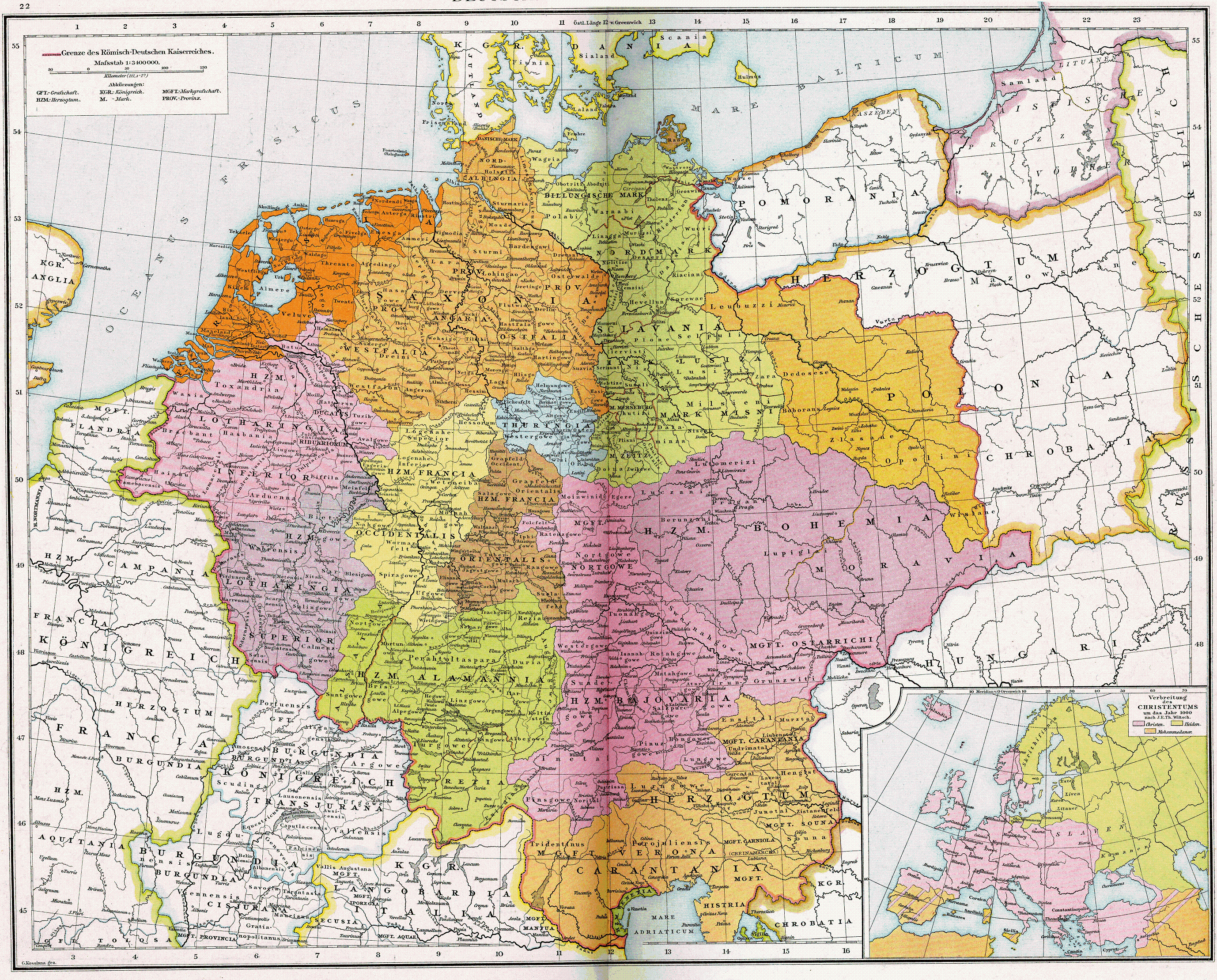 00 mapa Polska i Chrobacja w roku 1000 Heiliges_Römisches_Reich_1000