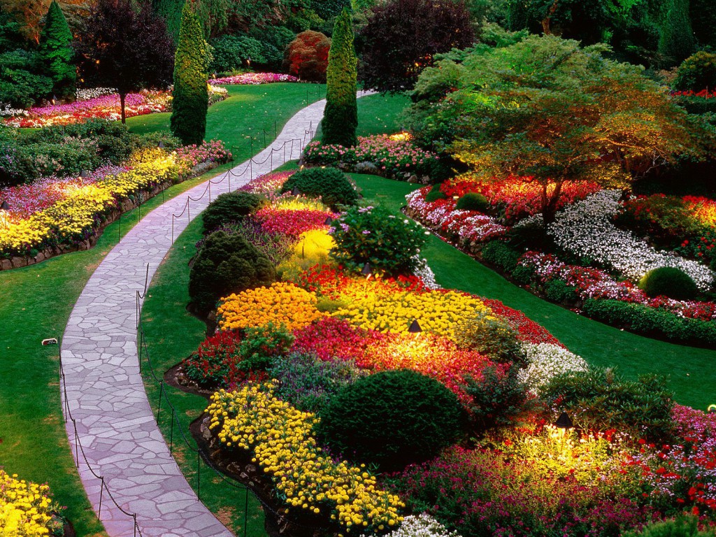 Sunken Garden, Butchart Gardens, Saanich Peninsula, British Columbia, Canada